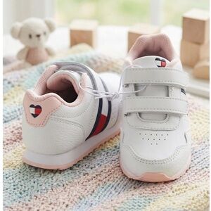Tommy Hilfiger Kids White and Pink Velcro Sneakers